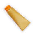 Golden and orange sunscreen tube solar cream isolated in white background Royalty Free Stock Photo