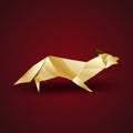 Golden origami sly fox Royalty Free Stock Photo