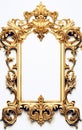 Golden ornamental frame in royal or empire style. Retro golden frame with vintage ornament. ,.