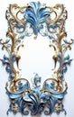 Golden ornamental frame in royal or empire style. Retro golden frame with vintage ornament. Generative AI.