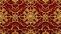 Golden Ornamental Mandala on Red Background - Intricate Design and Pattern Royalty Free Stock Photo