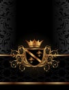 Golden ornate frame with crown Royalty Free Stock Photo