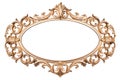 Golden ornate oval picture frame isolate don transparent or white background