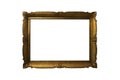 Golden Ornate Picture Frame Isolated On White Background. Antique and Vintage Objects Royalty Free Stock Photo