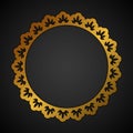 Golden ornate round frame Royalty Free Stock Photo