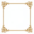 Golden ornate square frame with decorative corner flourishes on white background image Royalty Free Stock Photo