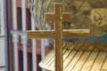 Golden orthodox cross on dome of church Royalty Free Stock Photo