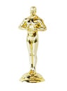 golden oscar award figurine isolated on white background,