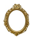 Golden oval frame for paintings, mirrors or photo isolated on white background. Design element with clipping path Royalty Free Stock Photo