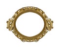 Golden oval frame for paintings, mirrors or photo isolated on white background. Design element with clipping path Royalty Free Stock Photo