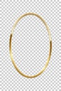 Golden oval isolated on transparent background. Vector golden frame.