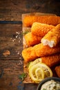 Golden oven baked crumbed fish sticks