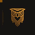 Golden owl monoline logo vector