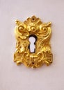 Golden pad over the lock and keyhole Royalty Free Stock Photo