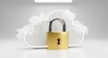 Golden padlock securing cloud data with secure cloud storage and digital safety concept Royalty Free Stock Photo