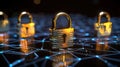 Digital Security Concept with Glowing Padlocks and Binary Code in a Dark Background Royalty Free Stock Photo