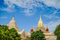 Golden pagoda and blue sky with clound