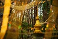 Golden pagoda and Dharmacakra flags