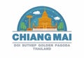 Golden Pagoda (DOI SUTHEP) of Chiang mai,Thailand Logo symbol