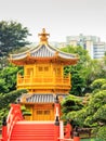 Golden pagoda of Nan lian garden at Chi Lin Nunnery i Royalty Free Stock Photo