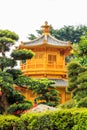 Golden pagoda of Nan lian garden at Chi Lin Nunnery. Royalty Free Stock Photo