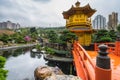 Golden Pagoda in Nan Lian Garden near Chi Lin Nunnery, Hong Kong, Diamond Hill Royalty Free Stock Photo