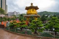 Golden Pagoda in Nan Lian Garden near Chi Lin Nunnery, Hong Kong, Diamond Hill Royalty Free Stock Photo