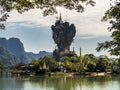 Unique enchanting Buddhist Kyauk Kalap Pagoda in Hpa-An, Myanmar Burma