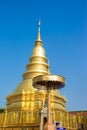 Golden Pagoda in Phra That Hariphunchai Temple Royalty Free Stock Photo