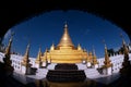 Golden Pagoda in Sanda Muni Paya in Myanmar. Royalty Free Stock Photo