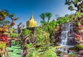 Golden pagoda sculpture,stone carving at Wat Tham Pha Daen.Sakon Nakhon province,Thailand Royalty Free Stock Photo