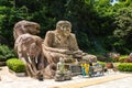 Golden pagoda sculpture,stone carving at Wat Tham Pha Daen.Sakon Nakhon,Thailand Generality in Thailand,and kind of art decorated