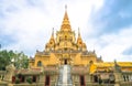 Golden pagoda and stupa at Phuttathiwas temple or Phra That Chedi Phra Phuttha Dhamma Prakat in Betong, Yala, Thailand Royalty Free Stock Photo