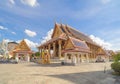 Golden pagoda at Temple of the Emerald Buddha in Bangkok, Thailand. Wat Phra Kaew and Grand palace in old town, urban city.