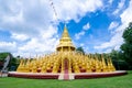 Golden pagoda at Wat pa sawang boon temple. Royalty Free Stock Photo