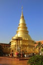 Golden pagoda at Wat Phra That Haripunchai Woramahawihan in Lamp