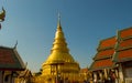 Golden pagoda at Wat Phra That Haripunchai Woramahawihan Lamphun Thailand