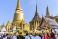 Golden pagodas & crowds of tourists, Grand Palace & Temple of the Emerald Buddha, Bangkok, Thailand