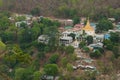 Golden pagodas is on Sagaing Hill, Myamar. View frm the top of t