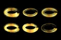 Golden paint stroke oval frames set Royalty Free Stock Photo