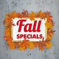 Golden Paper Board Fall Specials Foliage Concrete Royalty Free Stock Photo