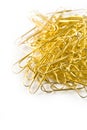 Golden Paperclips In Pile