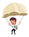 Golden parachute businessman illustration cartoon character Royalty Free Stock Photo