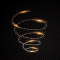 Golden particle abstraction spiral black background