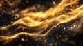 Golden particle waves creating abstract light effect Royalty Free Stock Photo