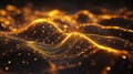 Golden particle waves flowing technology abstract background Royalty Free Stock Photo