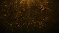 Golden particles shining stars dust bokeh glitter awards dust abstract background. Futuristic glittering in space on black backgro