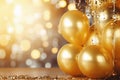 Golden party ballons and happy new year background