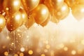 Golden party ballons and happy new year background
