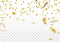 Golden Party Flags With Confetti And Ribbon Falling On White Bac Royalty Free Stock Photo